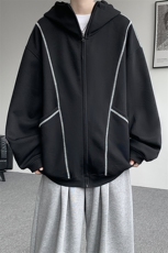 美式重磅立体硬挺卫衣男春秋潮牌设计感连帽开衫廓形外套KS004P68，男装卫衣，电商B312