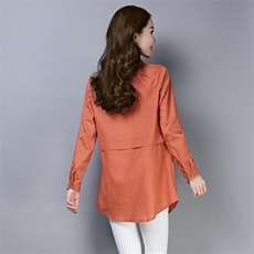 2021年春季时尚潮流气质衬衫纯色POLO领排多扣直筒，女装衬衫，独衣靓