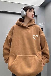 ！麂皮绒连帽卫衣 直播品质重磅400克爱心印花JL7138-P45控78图片