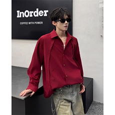 CS1159-特P33控58秋季潮流大码拼接高级感痞帅衬衫宽松外套男，男装衬衫，电商A059