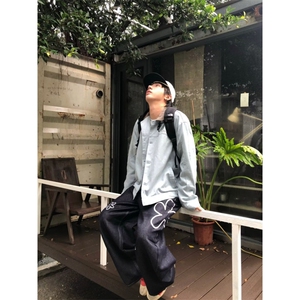 美式潮牌原创印花复古休闲直筒宽松高街百搭小个子长裤男图片