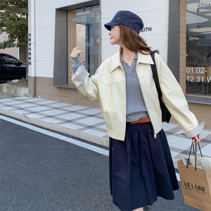 韩系休闲翻领夹克女2025秋季新款超好看百搭减龄小个子短款外套潮图片