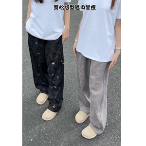 现货A2372-TP38 秋冬款 美式撞色休闲直筒重磅卫裤 弯刀裤图片