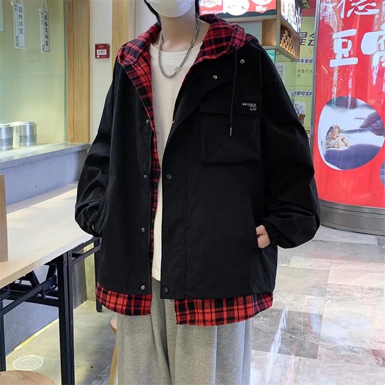男春季新款假两件连帽卫衣潮W7326P65，男装卫衣，星座1116-2