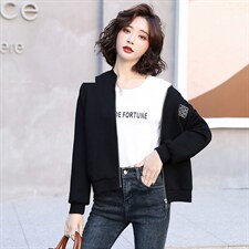 太空棉棒球服外套女春秋2022新款韩版宽松夹克开衫洋气减龄短外套图片