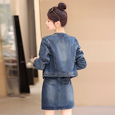 【春季现货】时尚牛仔套装女2025春外套半身裙复古时尚显瘦两件L，女装套装/套裙，意芙