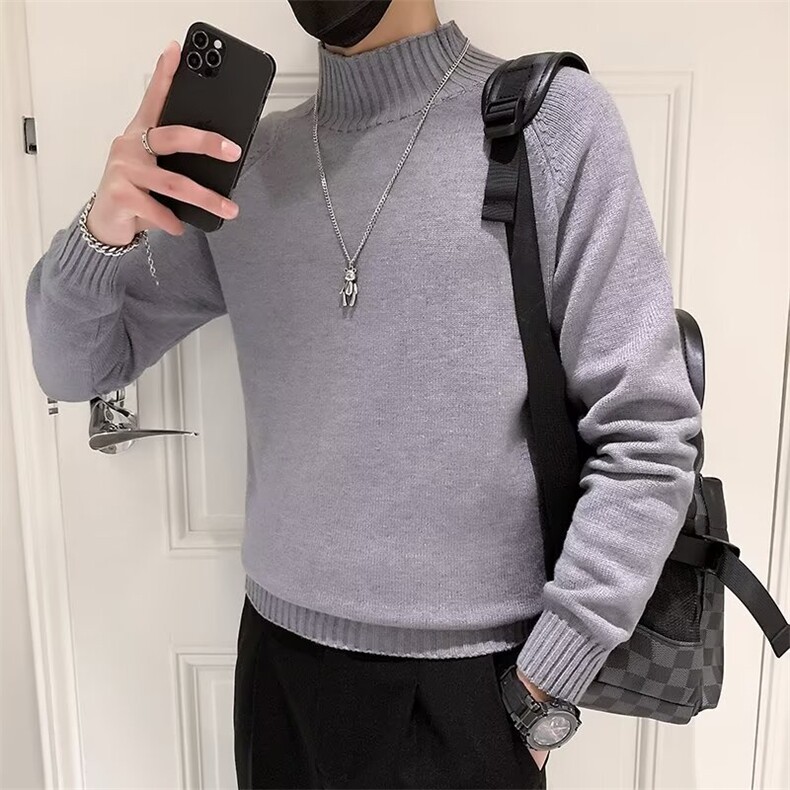 高领毛衣男士宽松秋冬装保暖纯色韩版打底针织衫线衣潮流S591,男装T恤,星座1116A-2（原606A-1）