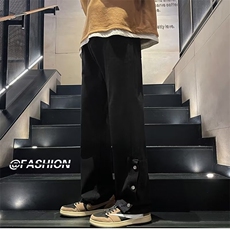 美式高街牛仔裤男韩版潮流裤脚开衩个性2023秋夏ins长裤RK923-P49，男装牛仔裤，星座412-3