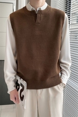 轻熟风无袖坎肩马甲V领针织宽松背心M20/P40特控65，男装背心/马甲，电商A243