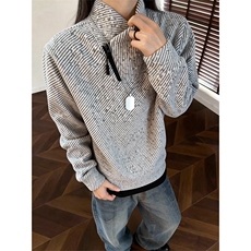 (有原版亮片)美式条纹交叉V领卫衣XZ514-2-HWY70-常规P25加绒P30，男装卫衣，星座514-2(原B239)