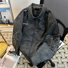 美式潮牌牛仔长袖衬衫男春秋季宽松百搭外套JK08549-P75，男装夹克，星座308B-1
