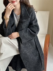 2025年秋季长袖时尚百搭通勤简约休闲长款立领，女装毛呢外套，宸诺服饰