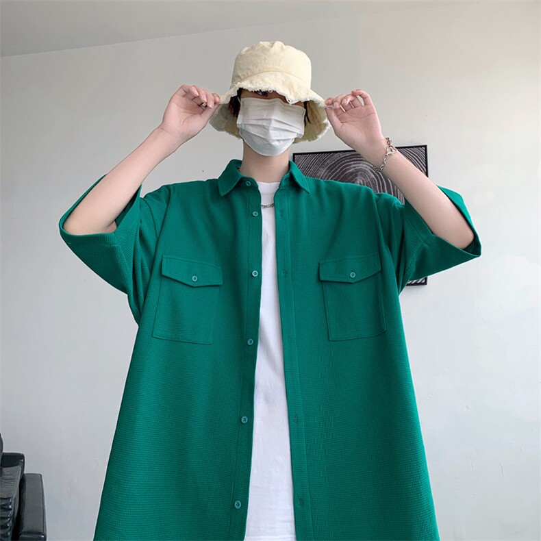 夏季新款复古工装短袖衬衫男士潮牌宽松休闲衬衣外套CS0138-P45,男装衬衫,星座308B-2