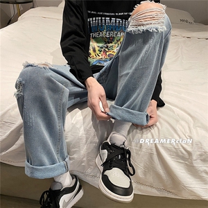 k701-p48-控68 M-5XL 美式高阶黄泥拉链宽松大码牛仔裤cityboy图片