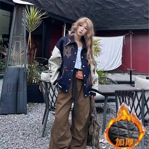 2025美式棒球服外套新款洋气宽松休闲学院风设计感夹克上衣JK248图片