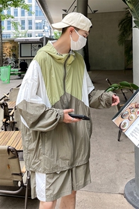 时尚连帽防晒套装男 夏季运动风拼色防晒衣夹克 XZ514-2-1607-P98图片