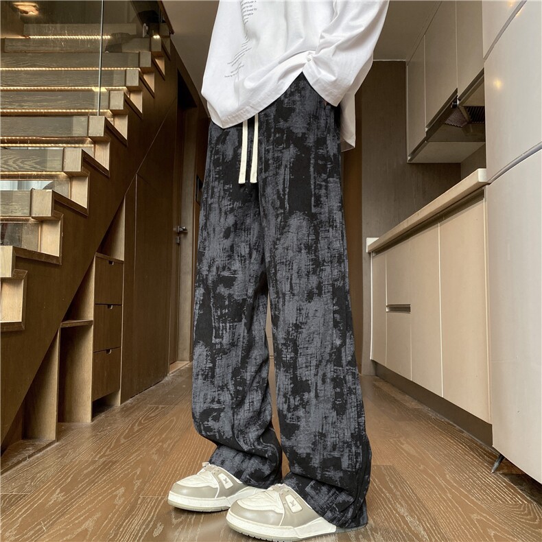 秋季新款潮流灯芯绒扎染脏脏裤宽松休闲裤B315-K118-特p40控78,男装休闲裤,电商B315