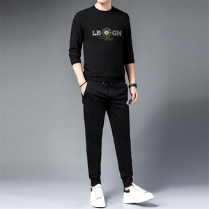 SA9680-2钱塘2020-2新款时尚休闲帅气中青年男士圆领卫衣套装P140图片