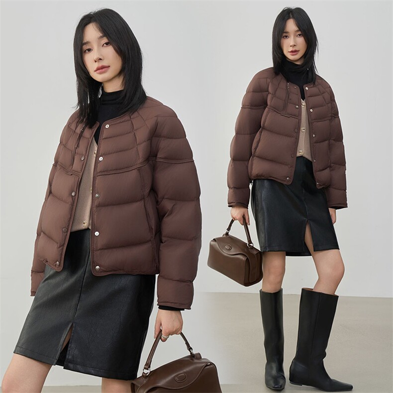 现货2025年冬季新款90白鸭绒休闲风简约时尚羽绒服女外套,女装羽绒服,阳光伊恋