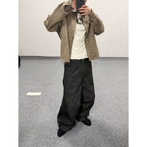 网图有货 美式复古铆钉工装外套男女宽松休闲翻领夹克 A1346-P95图片