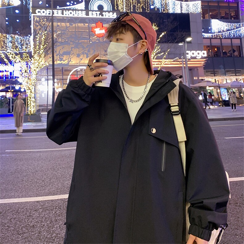 新款连帽冲锋衣夹克男港风潮流宽松休闲外套JK2302-P68,男装夹克,星座717