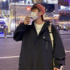 新款连帽冲锋衣夹克男港风潮流宽松休闲外套JK2302-P68，男装夹克，星座717