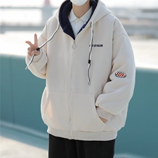 复古保暖开衫羊羔绒棉衣男女冬季加厚棉服港风宽松连帽外套JF906，男装夹克，星座1116A-1（原606A）