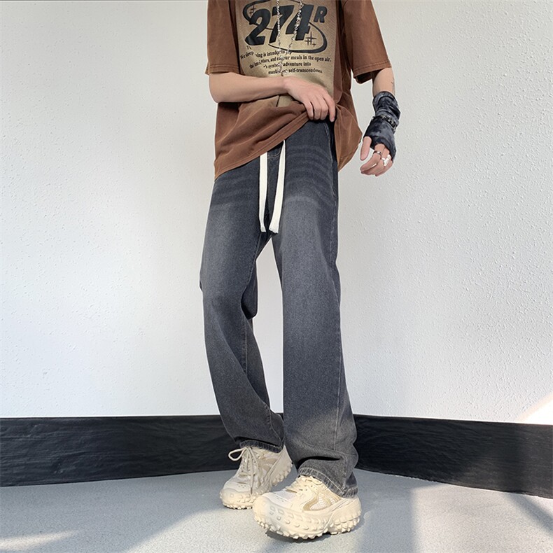 C315-S672高质性价比4色美式高街松紧抽绳牛仔裤(特P38限68)5,男装牛仔裤,电商C315