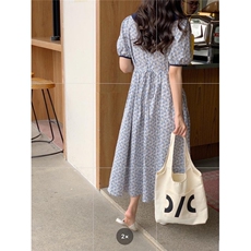 小清新娃娃领设计小花朵连衣裙，女装连衣裙，L·H·X