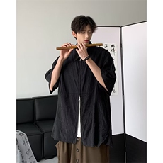 男士春夏2024新款衬衫皱布衬衣双拉链HT64P35，男装衬衫，星座1116-2