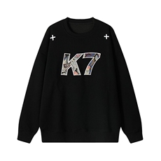 2026春季420g重磅华棉K7字母贴布刺绣潮流大码卫衣W5426特P38控75，男装卫衣，电商A001