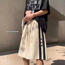2025夏季新款短裤男篮球运动条纹拼色直筒宽松大码美式五分裤子，男装牛仔裤，星座1210-1