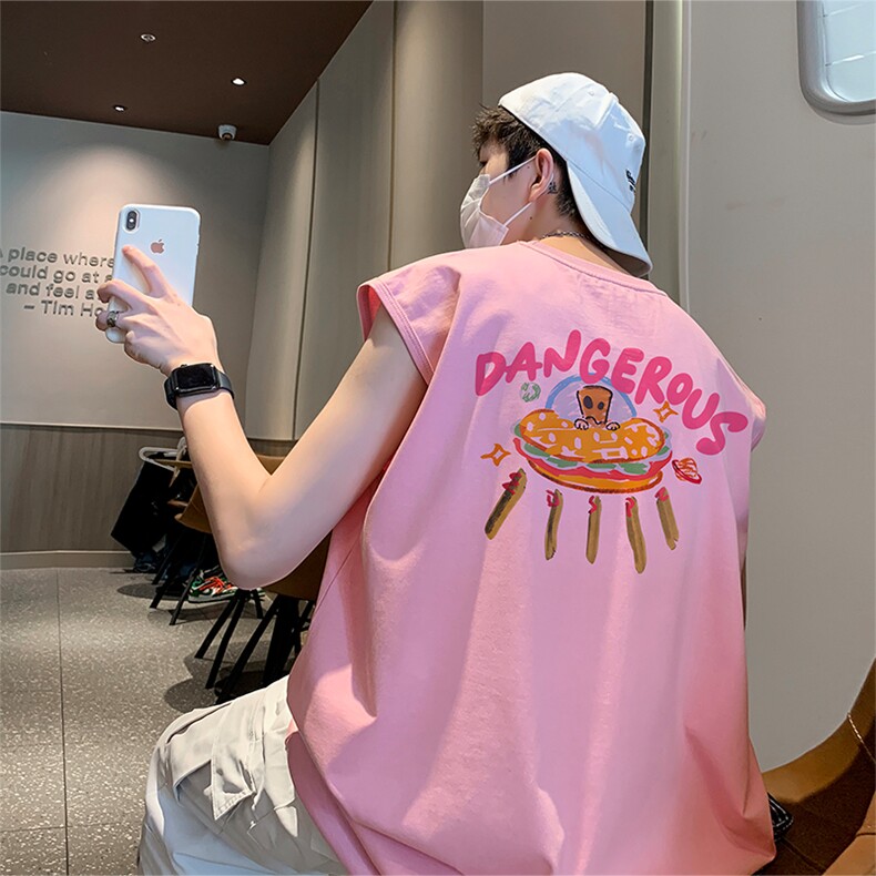 美式涂鸦直播抖音得物品质纯棉250克无袖背心T恤T2539P25控39，男装背心/马甲，电商C408-1(原B339-1)