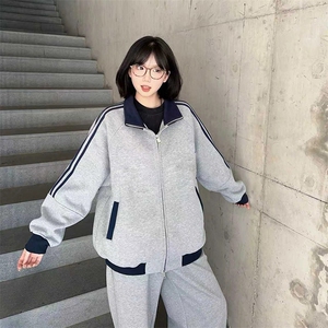 抖音得物高品质26春装美式高街重磅结构拼接织带立领卫衣外套CM42图片