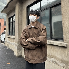 春季皮衣外套男女生同款美式复古潮牌翻领休闲夹克JK05-P95控128，男装夹克，星座218-5