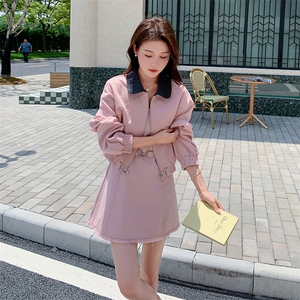 【现货】粉色小香风马甲裙+外套套装088-8811 p155k218图片