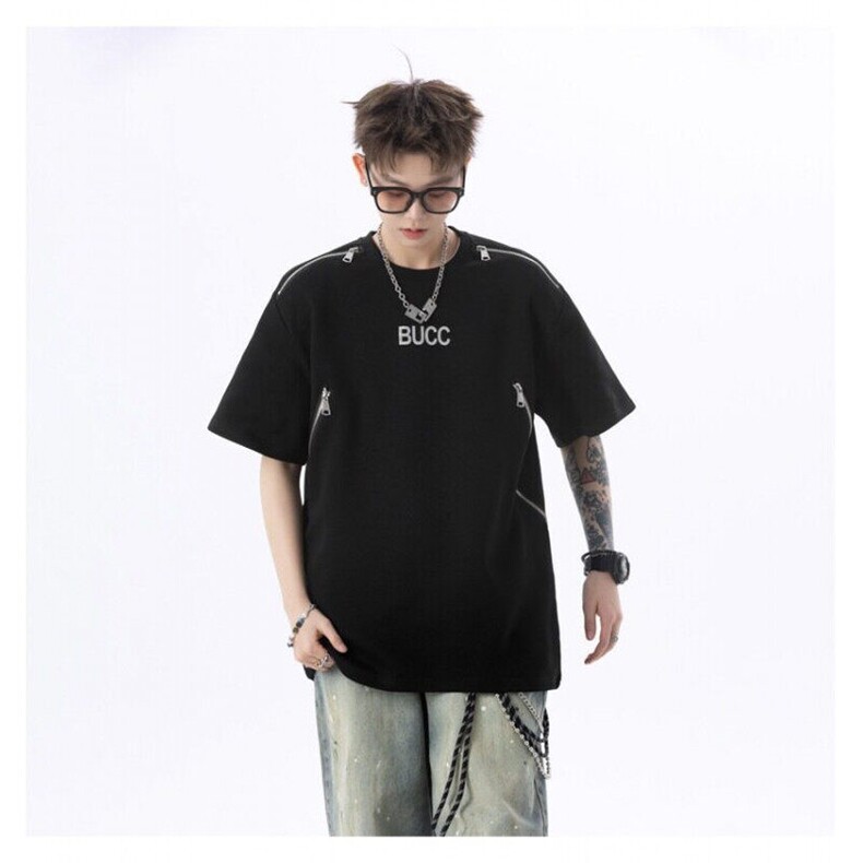 网图现货-夏季重磅垫肩金属拉链设计感短袖T恤RW230-P50,男装T恤,星座1005-4