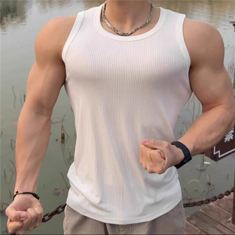 螺纹背心重磅弹力透气男款打底t恤弹性健身运动无袖BX13P18特，男装背心/马甲，电商D256-1(原A064-1)