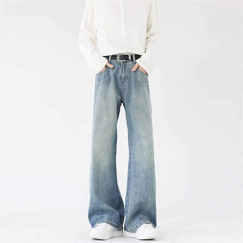 做旧复古微喇宽松牛仔裤K2514P48，男装牛仔裤，电商D325