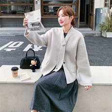 设计感短款双面羊绒大衣女2025秋冬新款韩系气质显瘦百搭毛呢外套，女装毛呢外套，2B187