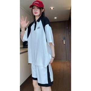 XTZ2410-特批55控98 冰丝个性夏款撞色菠萝格套装POLO衫短袖短裤图片