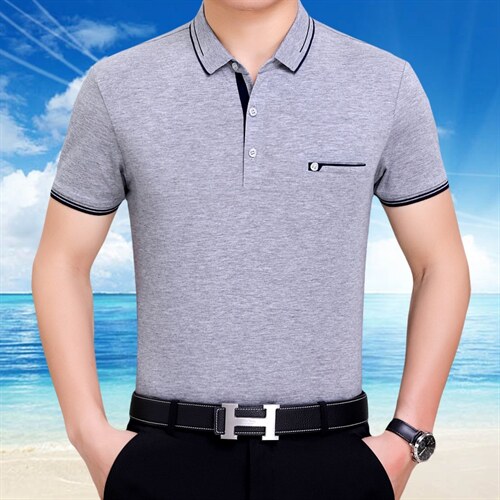 爸爸夏装短袖棉t恤中老年人男装夏季上衣中年男士polo衫夏天衣服，男装T恤，电商B212（原钱塘6029）