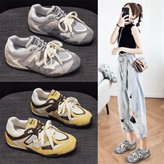 X5039-p165新款鞋子女百搭透气真皮运动板鞋时尚厚底德训鞋女，男鞋休闲鞋，星座1407-3