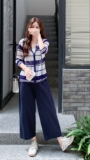 连帽条纹开衫休闲裤套装女夏巨好看两件套大方得体休闲松驰感，女装套装/套裙，2D148