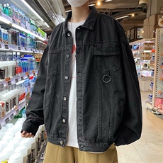 美式高街牛仔外套男韩版潮流宽松百搭2024冬季ins上衣W6261-P62，男装工装外套，星座412-3