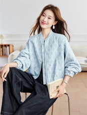 现货！2026年春季新款简约优雅休闲时尚门襟可两穿女士圆领外套，女装短外套，木子恋