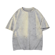 美式破洞短袖T恤男夏季潮牌半袖衣服宽松重磅体恤衫T3650-特价P33，男装T恤，电商A007