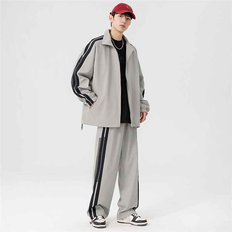 港风青少年情侣运动宽松拼接长袖夹克休闲裤套装TZ93P90,男装夹克,星座1204-3