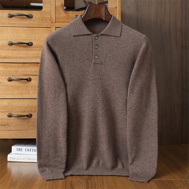 2025年秋季新款百搭男士平面商务polo衫，男装针织衫/毛衣，榆莲羊绒