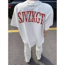 H1054-p30前后刺绣拉肩休闲宽松T恤男女同款，男装T恤，星座617A-2